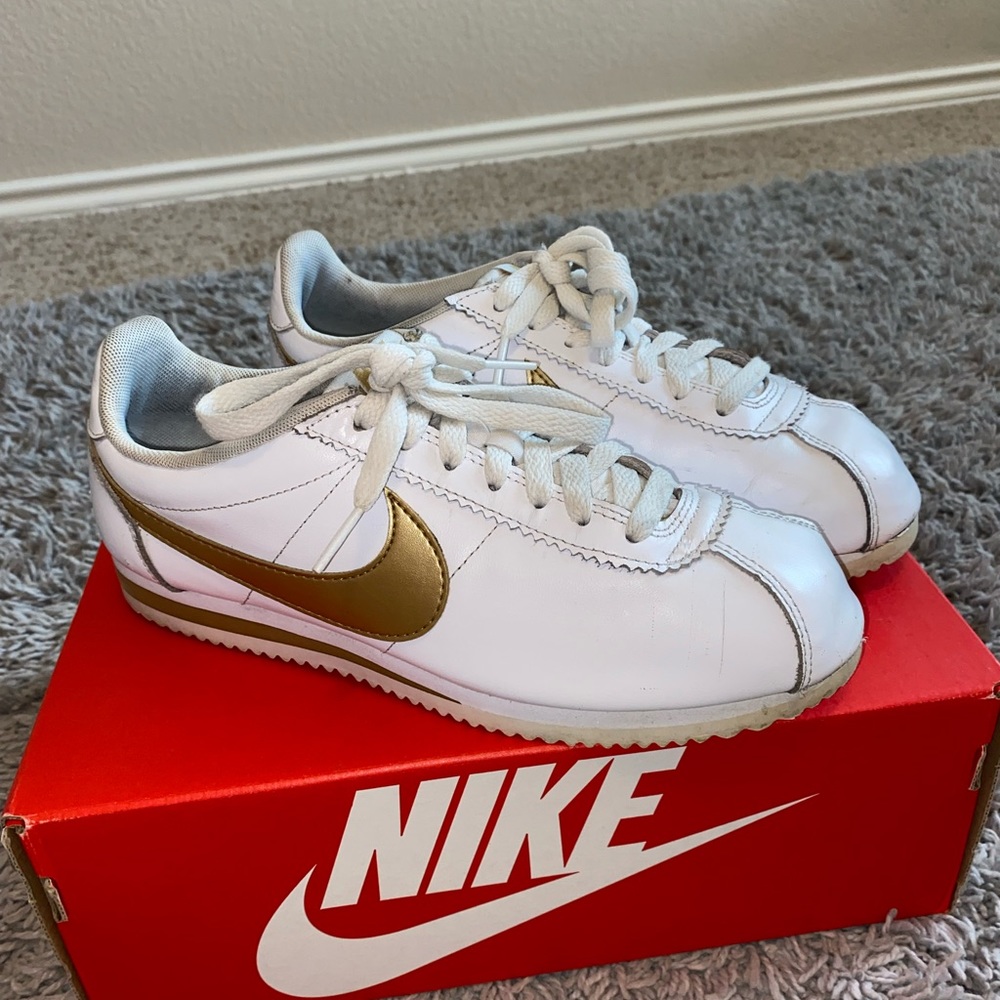 Nike Cortez Gold and White